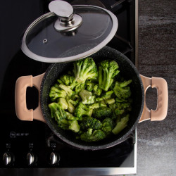 Royalty Line RL-ES2014M Cookware Set, 17 pieces, Marble Finish, Induction Compatible, Copper Color