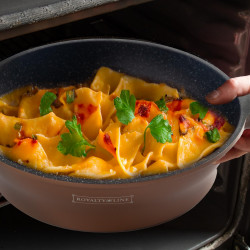 Royalty Line RL-ES2014M edénykészlet és serpenyő, 17 darab, márvány bevonat, indukciós, réz színű