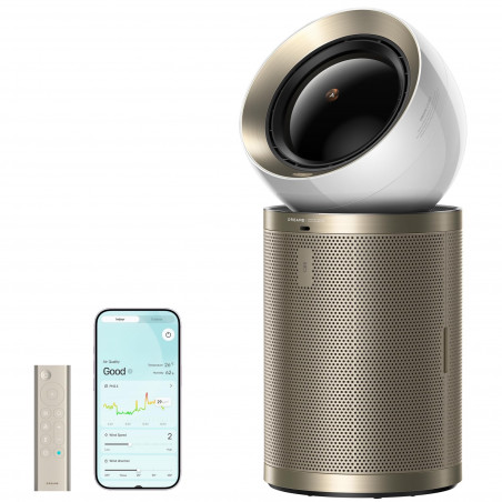Purificator de aer Dreame AirPursue PM20 CVF14A, 48 m², funcții automate, încălzire, sterilizare cu plasmă și UVC, TVOC, LCD, HEPA, alb/bronz