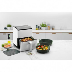 Lekue 1009494 Hot Air Fryer Basket, 22.1 x 22.1 cm, -20°C / +220°C, Silicone, Black