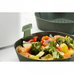 Lekue 1009494 Hot Air Fryer Basket, 22.1 x 22.1 cm, -20°C / +220°C, Silicone, Black