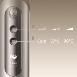 Uscator de par si stilizator Dreame Dazzle AZD20A, 1400 W, 65 m/s, 3 viteze si temperaturi, Ionizare, Afisaj, Titan auriu