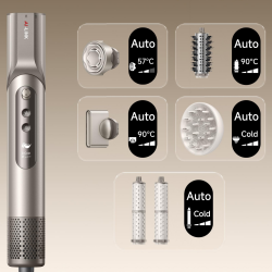 Uscator de par si stilizator Dreame Dazzle AZD20A, 1400 W, 65 m/s, 3 viteze si temperaturi, Ionizare, Afisaj, Titan auriu