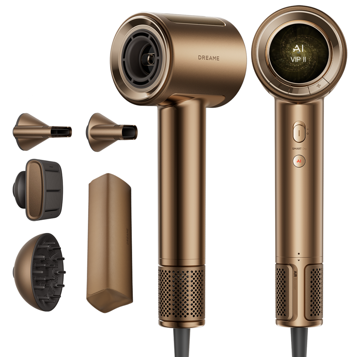 Uscator de par Dreame Pilot AHX01A, 1600 W, Moduri A.I., 3 viteze, 4 temperaturi, 55 m³/h, Ionizare, Mod copii, NTC, LED, Control inteligent, Bronz