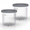 Σετ 2 δοχεία για παγωτό Ninja Creami Dessert Tubs XSK2PNT300EUK, 2x470 ml, Χωρίς BPA, Στεγανό κλείσιμο, Γκρι