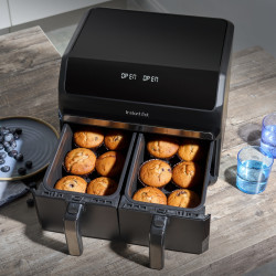 Двоен фритюрник с горещ въздух 8в1 Instant Pot Vortex DUAL INAFB91-BK, 1850W, 8 л, 205°C, EvenCrisp, Синхронизирано готвене, Сензорно управление, Черен/инокс