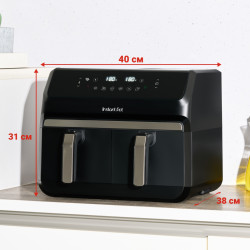 Διπλή φριτέζα με ζεστό αέρα 8 σε 1 Instant Pot Vortex DUAL INAFB91-BK, 1850W, 8 λίτρα, 205°C, EvenCrisp, Συγχρονισμένο μαγείρεμα, Αισθητήρας ελέγχου, Μαύρο/ανοξείδωτο