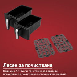 Διπλή φριτέζα με ζεστό αέρα 8 σε 1 Instant Pot Vortex DUAL INAFB91-BK, 1850W, 8 λίτρα, 205°C, EvenCrisp, Συγχρονισμένο μαγείρεμα, Αισθητήρας ελέγχου, Μαύρο/ανοξείδωτο