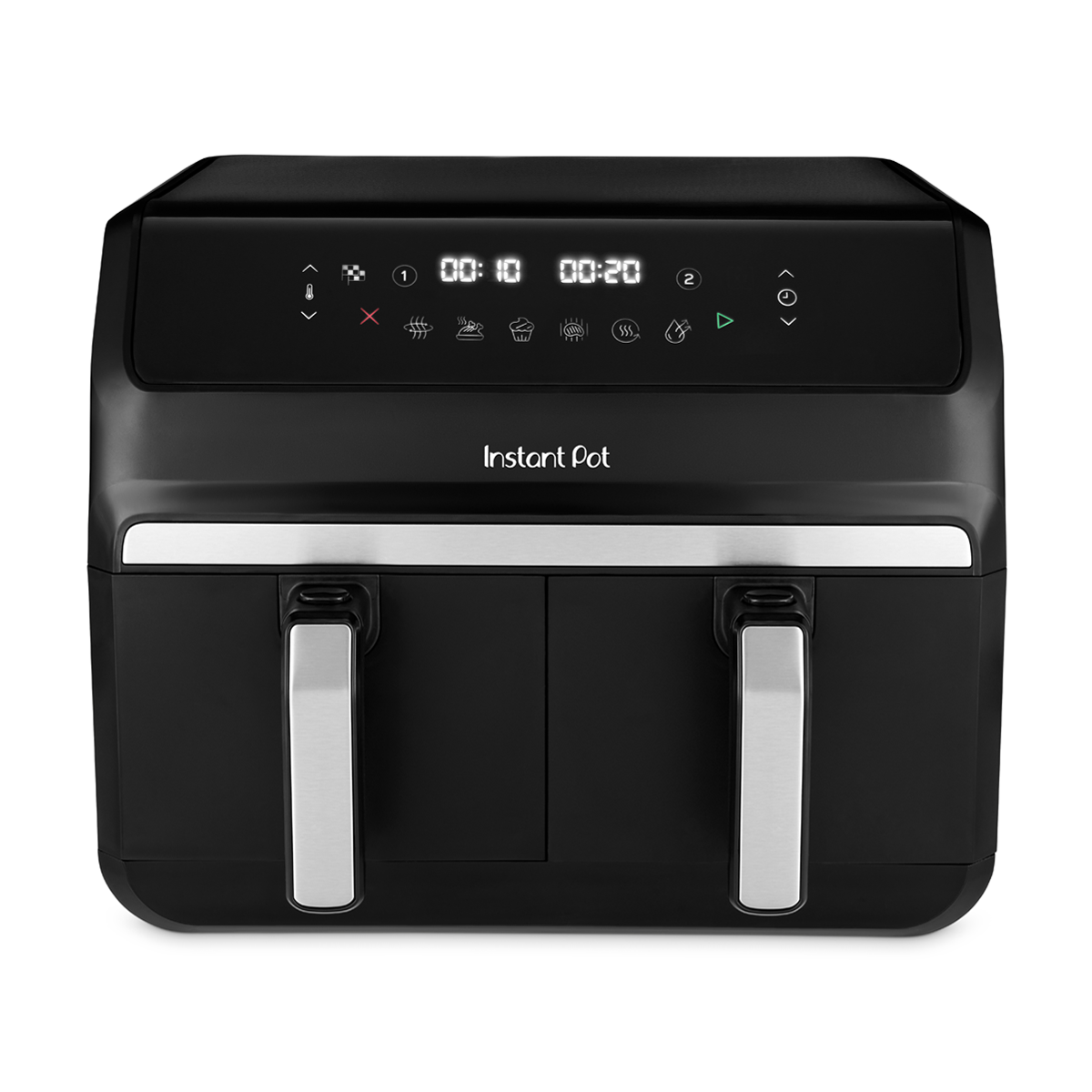 Двоен фритюрник с горещ въздух 8в1 Instant Pot Vortex DUAL SPLIT, 2600W, 11 л, 205°C, EvenCrisp, Синхронизирано готвене, Сензорно управление, Черен/инокс