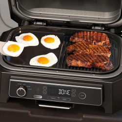 Ninja XSKOGXLGGCMEU BBQ Griddle, 45 x 31 cm, Smooth/Ribbed, Compatible with Woodfire XL OG850/OG901, Ceramic Coating, Black