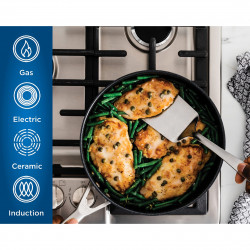 Tigaie wok cu capac Ninja Zerostick Premium C30928DE, 28 cm, Antiaderenta, până la 260°C, Inductie, Negru