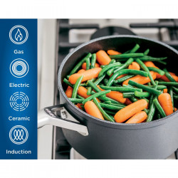 Комплект тигани Ninja Zerostick Premium C32000DE, 24/28 см, Незалепваща технология, До 260C, Индукция, Черен