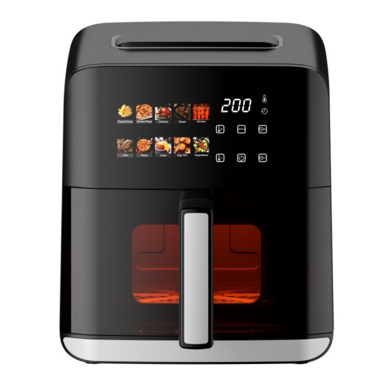 Φριτέζα με ζεστό αέρα Oliver Voltz OV51980CE, 1800W, 4 λίτρα, 80-200°C, 10 προγράμματα, χρονοδιακόπτης, παράθυρο, LED, μαύρο