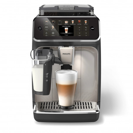 Philips EP5547/90 LatteGo Coffee Machine, 1500W, 15 bar, 1.8 L, 20 drinks, 12-level ceramic grinder, TFT display, AquaClean, SilentBrew, AromaExtract, ExtraShot, Black/Beige