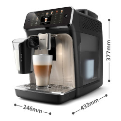 Philips EP5547/90 LatteGo Coffee Machine, 1500W, 15 bar, 1.8 L, 20 drinks, 12-level ceramic grinder, TFT display, AquaClean, SilentBrew, AromaExtract, ExtraShot, Black/Beige