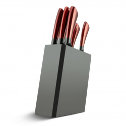 Edenberg EB-936 5-Piece Knife Set, Carbon Steel, Stand, Red
