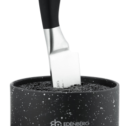 Edenberg EB-5105B Knife and Cutlery Holder, 22x20 cm, Holds up to 10 knives, 2 compartments, Easy to clean, Soft-touch finish, Black