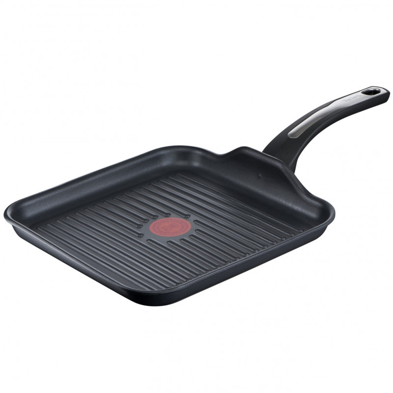Tigaie grill Tefal SELECTION G2844032, 26x26 cm, Acoperire antiaderenta din titan, Thermo-Signal, Thermo-Fusion, Inductie, Negru