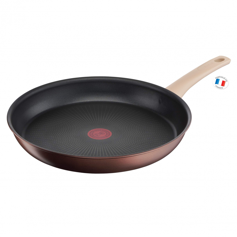 Tigaie Tefal Eco-Respect G2540602, 28 cm, Strat antiaderent din titan, Thermo-Fusion, Thermo-Signal, Inductie, Bronz/Maro