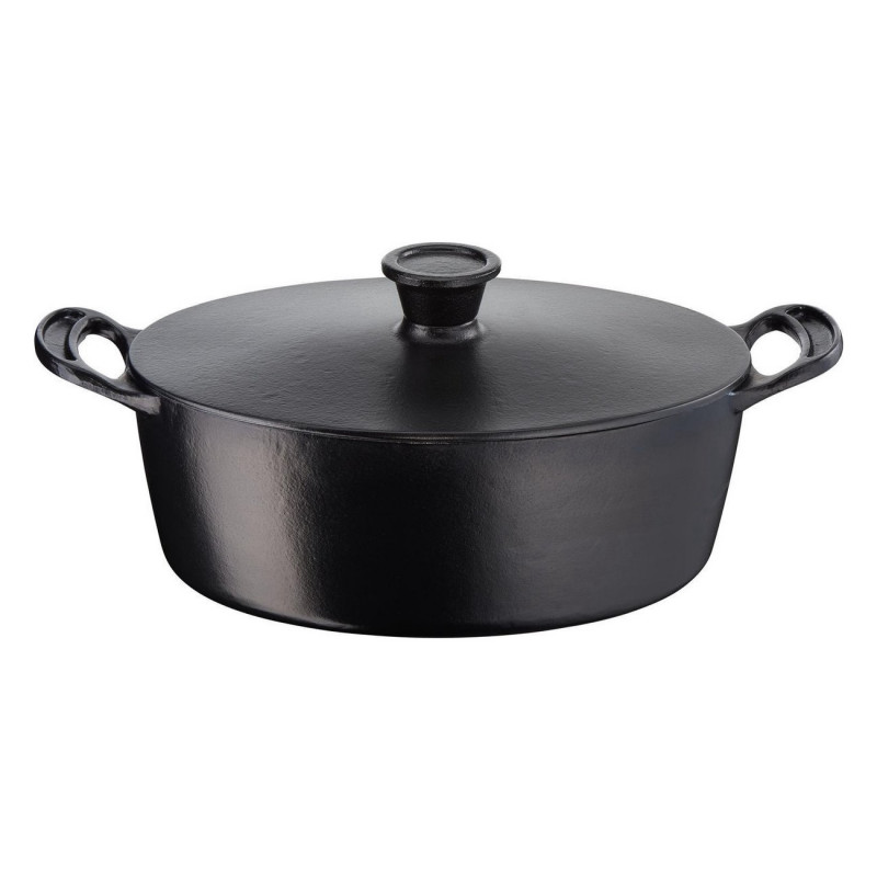 Tefal E2125455 Jamie Oliver Cast Iron Pot, 5.1 L, 45 cm, Oval Shape, Up to 250°C, Enameled, Induction Compatible, Black