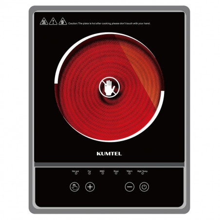 Υπέρυθρη εστία Kumtel HCA-1001, 2000W, Γυαλοκεραμική, 6 προκαθορισμένες λειτουργίες, Έλεγχος αφής, Χρονοδιακόπτης, Μαύρο