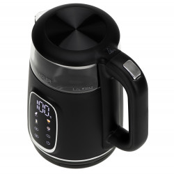 Adler AD 1305 BS Electric Kettle, 1850/2200 W, 1.7 L, Touch Controls, Color LCD Display, Five Temperature Settings (40–100°C), Anti-Scale Filter, Black/Gray