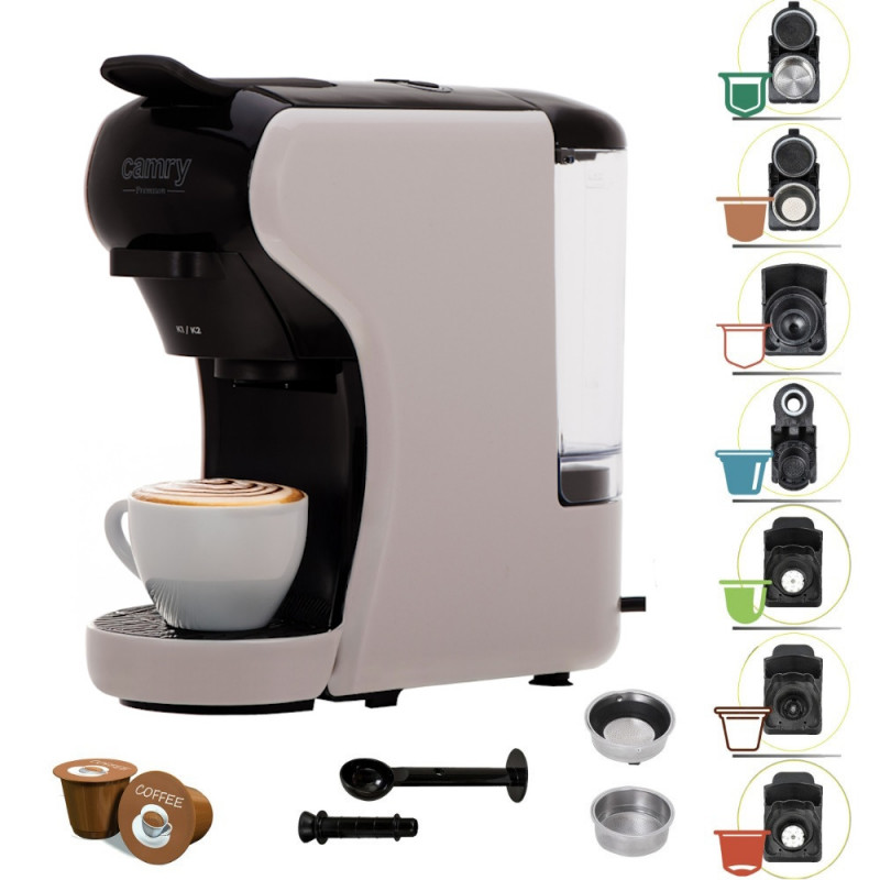 Camry CR 4414 9-in-1 Espresso Machine for Ground Coffee and Capsules, 3000W, 19 bar, Beige/Black