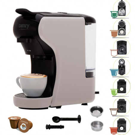 Camry CR 4414 9-in-1 Espresso Machine for Ground Coffee and Capsules, 3000W, 19 bar, Beige/Black
