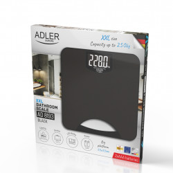 Ζυγαριά Adler AD 8193, Έως 250 kg, LCD, Ενδείξεις μπαταρίας και υπερφόρτωσης, Αντιολισθητική, Μαύρο