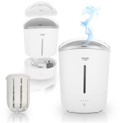 Adler AD 7971 Humidifier, 30W, Up to 20 m², 5 liters, 150–300 ml/hour, Ultrasonic, Up to 50 hours on a single fill, White