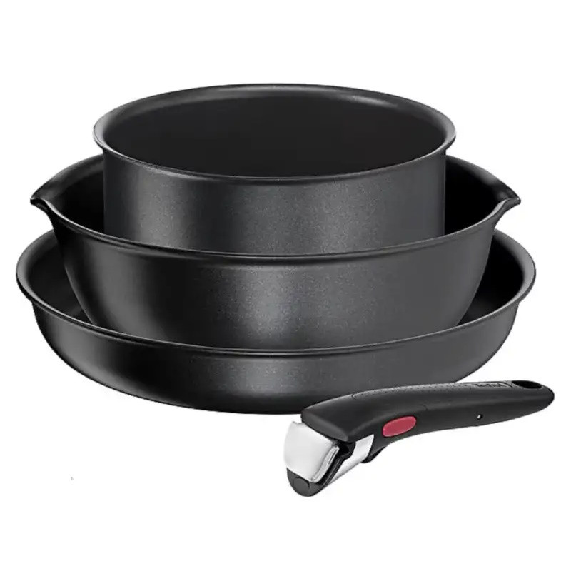 Tefal Ingenio 2100038720 Frying Pan Set, 4 pieces, Removable handle, Non-stick coating, PFOA-free, Aluminum, Black