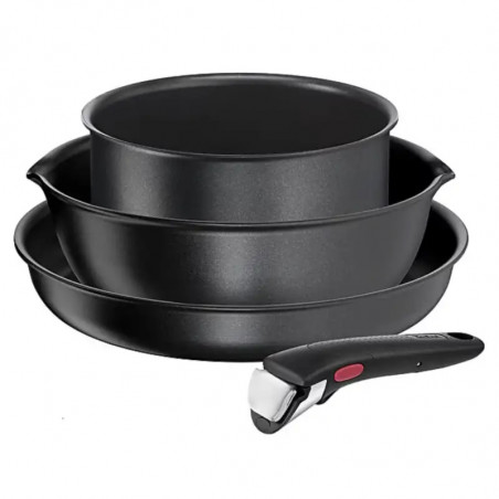 Σετ τηγάνια Tefal Ingenio 2100038720, 4 τεμάχια, Αφαιρούμενη λαβή, Αντικολλητική επίστρωση, Χωρίς PFOA, Αλουμίνιο, Μαύρο