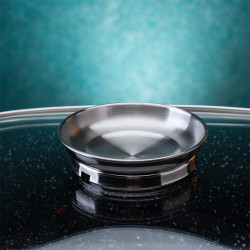 Oliver Voltz OV54323C28A Roasting Pan, 28 x 11 cm, 6.5 L, Glass Lid, Marble Finish, Induction Compatible, Black