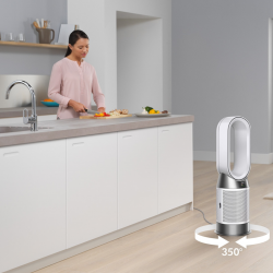 Καθαριστής αέρα 2 σε 1 Dyson Purifier Hot+Cool HP1 544826-01, Θερμάστρα, 50W, 30 m2, 287 l/s, 10 ταχύτητες, Air Multiplier™, Wi-Fi, Bluetooth, Ταλάντωση, Λευκό/ασημί
