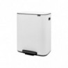 Cos de gunoi Brabantia Bo Pedal 1003188, 2x30 L, Inchidere lina, Baza antiderapanta, Alb