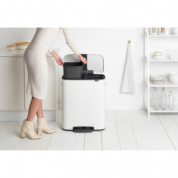 Кош за боклук Brabantia Bo Pedal 1003188, 2x30 л, Плавно затваряне, Противоплъзгаща основа, Бял