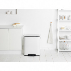 Кош за боклук Brabantia Bo Pedal 1003188, 2x30 л, Плавно затваряне, Противоплъзгаща основа, Бял