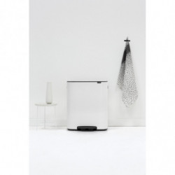 Cos de gunoi Brabantia Bo Pedal 1003188, 2x30 L, Inchidere lina, Baza antiderapanta, Alb