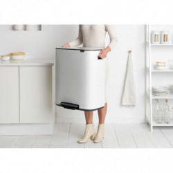 Кош за боклук Brabantia Bo Pedal 1003188, 2x30 л, Плавно затваряне, Противоплъзгаща основа, Бял