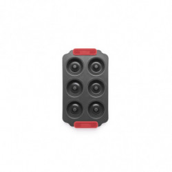 Forma pentru gogosi/donuts Lekue 1009477, 31x18x3 cm, Acoperire ceramica antiaderenta, Otel, +4°C/+240°C, Negru