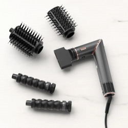 Многофункционална маша 5в1 Shark HD446EU FlexStyle, 1650W, 3 скорости, 3 темп настройки, Автоматично увиване и фиксиране на къдрици Coanda, Сушене, Изправяне, Черен