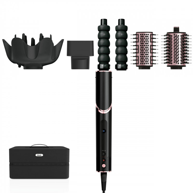 Многофункционална маша 5в1 Shark HD446EU FlexStyle, 1650W, 3 скорости, 3 темп настройки, Автоматично увиване и фиксиране на къдрици Coanda, Сушене, Изправяне, Черен