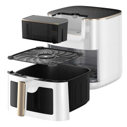 Friteuza cu aer cald Dreame AF30, 2300 W, 7 L, 12 programe, 50-200°C, Caldura ciclonica sus/jos, SmartSteam, LED, NTC, Alb