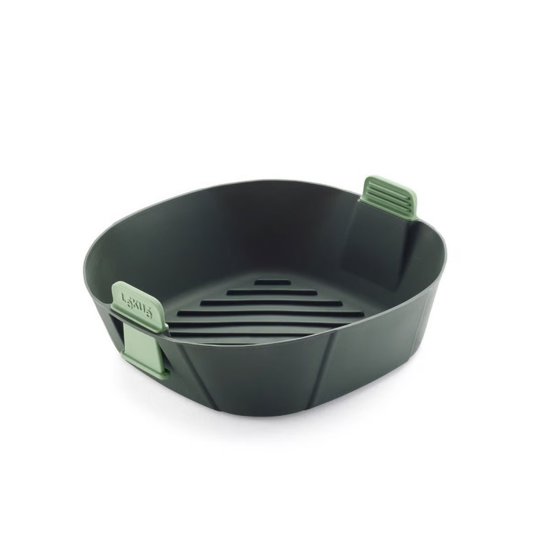 Lekue 1009494 Hot Air Fryer Basket, 22.1 x 22.1 cm, -20°C / +220°C, Silicone, Black