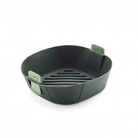 Lekue 1009494 Hot Air Fryer Basket, 22.1 x 22.1 cm, -20°C / +220°C, Silicone, Black