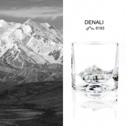 Set pahare pentru whisky LIITON 1006970 Denali, 230 ml, 2 buc, Fund 3D varful Denali, Transparent