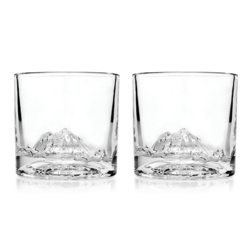 Σετ ποτηριών ουίσκι LIITON 1009930 Mount Rainier, 260 ml, 2 τεμάχια, Παχιά τοιχώματα, 3D βάση σε σχήμα του βουνού Rainier, Διαφανές