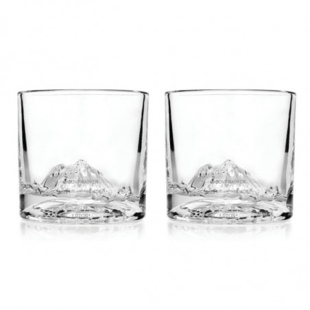 LIITON 1009930 Mount Rainier Whiskey Glass Set, 260 ml, 2 pieces, Thick-walled, 3D base shaped like Mount Rainier, Clear