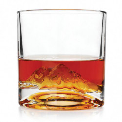 LIITON 1009930 Mount Rainier Whiskey Glass Set, 260 ml, 2 pieces, Thick-walled, 3D base shaped like Mount Rainier, Clear