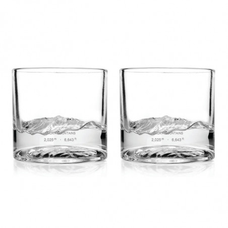 Set pahare pentru whisky LIITON 1009931 Smoky Mountain, 230 ml, 2 buc, Fund 3D Great Smoky Mountain, Transparent
